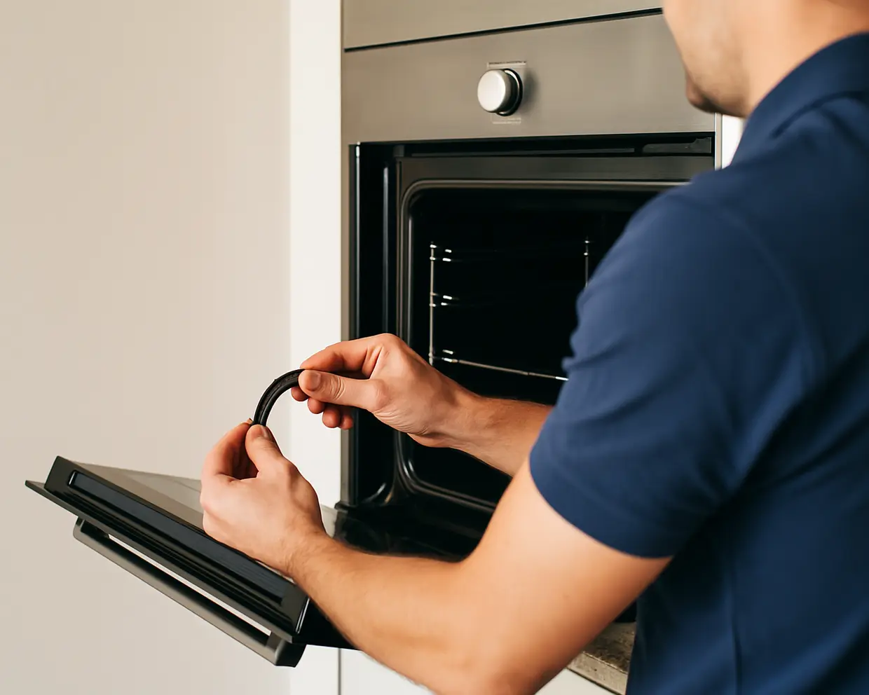 Técnico revisando un horno